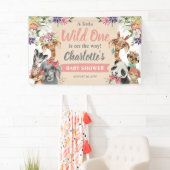Cute Safari Animals Wild One Girl Baby shower Spandoek (Insitu)