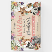Cute Safari Animals Wild One Girl Baby shower Spandoek (Verticaal)