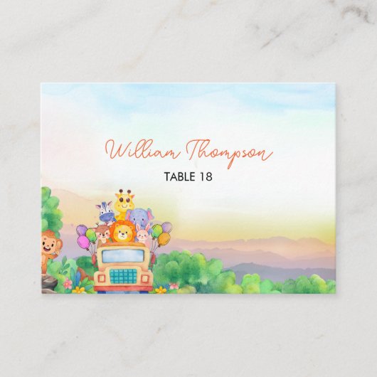 Cute Safari Animals Wild One Table Card Plaatskaartje (Voorkant)