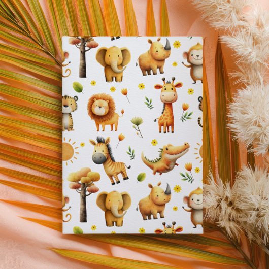Cute Safari Animals WILD ONE ZOO 1st Birthday Kaart