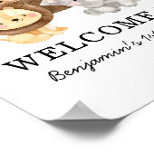 Cute Safari Animals Wilde 1 1e verjaardag Welkom Poster (Hoek)