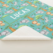 Cute Safari Baby Animals Persoonlijke naam Sherpa Deken (3/4)