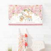 Cute Safari Baby Animals Roos Gold Blush Floral Spandoek (Insitu)