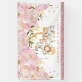Cute Safari Baby Animals Roos Gold Blush Floral Spandoek (Verticaal)