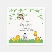 Cute Safari Baby shower Achtergrond Oerwouden Servet (Voorkant)