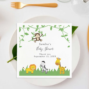 Cute Safari Baby shower Achtergrond Oerwouden Servet