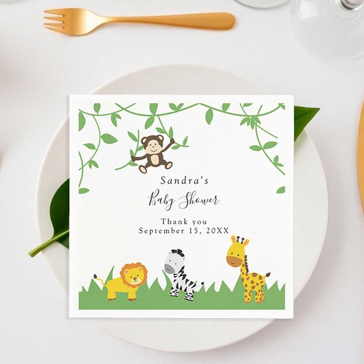 Cute Safari Baby shower Achtergrond Oerwouden Servet