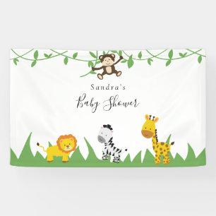 Cute Safari Baby shower Achtergrond Oerwouden Spandoek