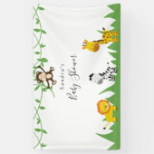 Cute Safari Baby shower Achtergrond Oerwouden Spandoek (Verticaal)
