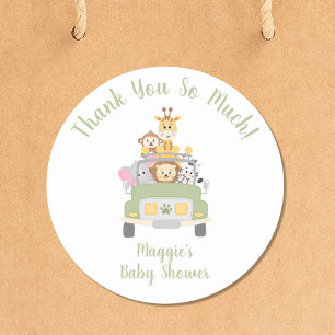 Cute Safari Baby shower Hartelijk dank Ronde Sticker