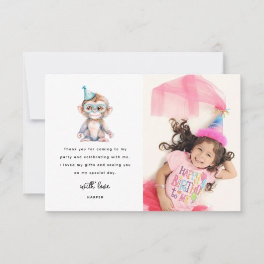 Cute Safari Dier Foto Verjaardag Bedankkaart (Voorkant)