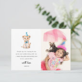 Cute Safari Dier Foto Verjaardag Bedankkaart (Staand voorkant)