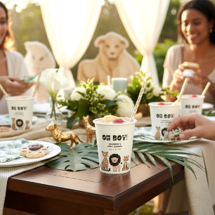 Cute Safari Dieren Baby Shower 'Het is een Jongen' Papieren Bekers
