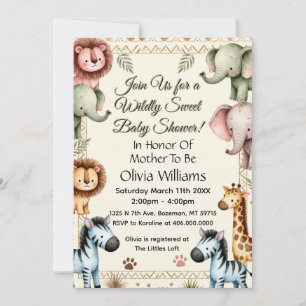 Cute Safari Dieren Baby Shower Kaart