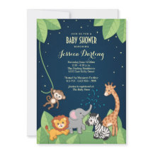 Cute Safari Dieren Baby Shower Uitnodigingen