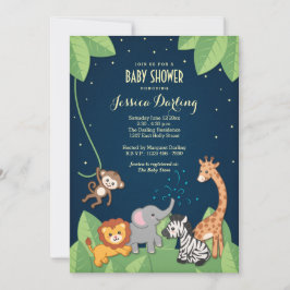Cute Safari Dieren Baby Shower Uitnodigingen