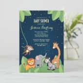 Cute Safari Dieren Baby Shower Uitnodigingen (Staand voorkant)