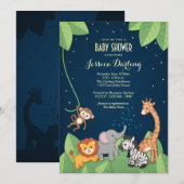 Cute Safari Dieren Baby Shower Uitnodigingen (Voorkant / Achterkant)