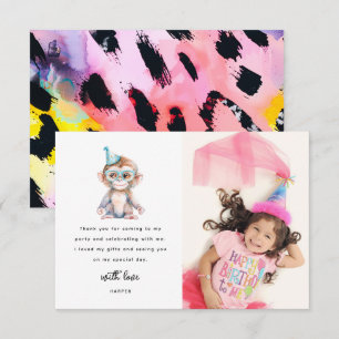 Cute Safari Dieren Foto Verjaardag Bedankkaart