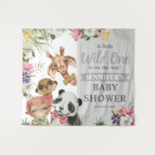 Cute Safari Dieren Jongen Baby Shower Achtergrond  Wandkleed (Voorkant (horizontaal))