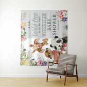 Cute Safari Dieren Jongen Baby Shower Achtergrond  Wandkleed (In situ)