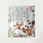 Cute Safari Dieren Jongen Baby Shower Achtergrond  Wandkleed (Voorkant)