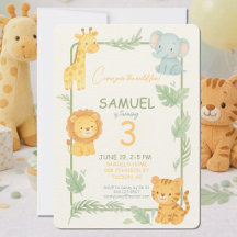 Cute Safari Dieren Jungle Kinderfeestje Verjaardag