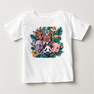 Cute Safari Dieren Jungle Thema Peuter T-Shirt
