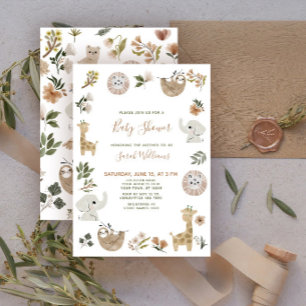 Cute Safari Dieren Script Bruine Boho Baby Shower  Kaart