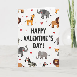 Cute Safari Dieren Valentijnsdag Kaart
