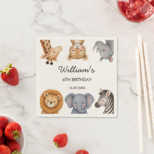 Cute Safari Dieren Verjaardagsfeestje Papieren Ser Servet