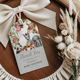 Cute Safari Dieren Wilde Eén Jongen Baby Shower Cadeaulabel