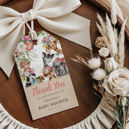 Cute Safari Dieren Wilde Eén Meisje Baby Shower Cadeaulabel