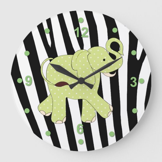 Cute Safari Elephant Wall Clock Grote Klok (Voorkant)