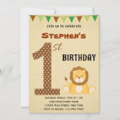 Cute Safari First Birthday Invitation Kaart (Voorkant)