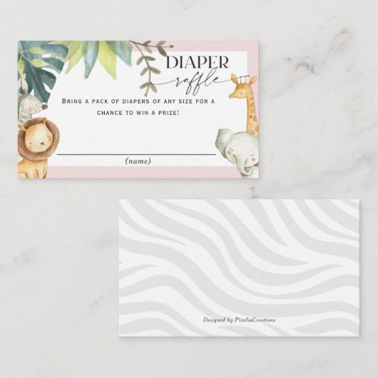 Cute Safari Gil baby shower diaper treinkaartjes Informatiekaartje (Voorkant / Achterkant)