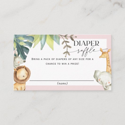 Cute Safari Gil baby shower diaper treinkaartjes Informatiekaartje (Voorkant)