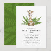 Cute Safari Giraffe met Oerwoud Leaves Baby shower Kaart (Voorkant / Achterkant)