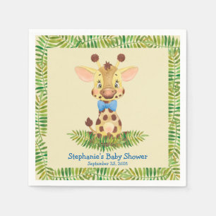 Cute Safari Giraffe Personalized Boy Baby shower Servet