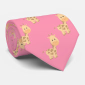 Cute Safari Giraffe Pink Stropdas (Opgerold)