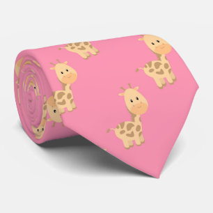 Cute Safari Giraffe Pink Stropdas