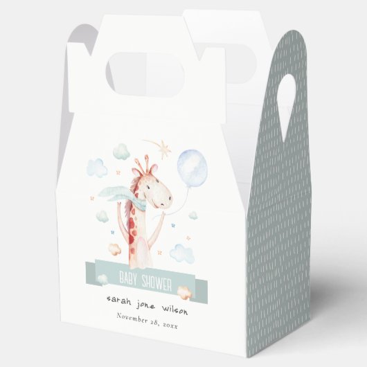 Cute Safari Giraffe Star Cloud Ballon Baby shower Bedankdoosjes (Geopend)
