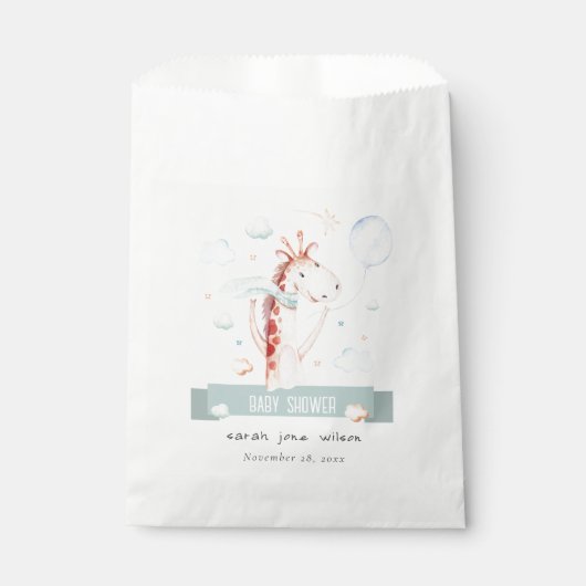Cute Safari Giraffe Star Cloud Ballon Baby shower Bedankzakje (Voorkant)
