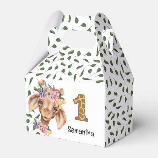 Cute safari giraffe wild animal kinder accent pill bedankdoosjes (Voorkant Zijde)