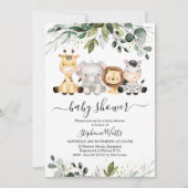 Cute Safari Green Gold Foliage Baby shower Kaart (Voorkant)