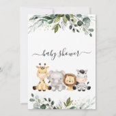 Cute Safari Green Gold Foliage Baby shower Kaart (Achterkant)