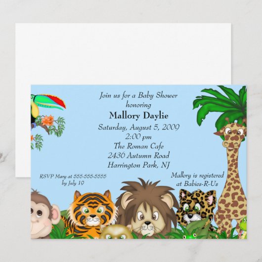 Cute Safari Het is een Oerwoud Boy Baby shower Kaart (Voorkant / Achterkant)