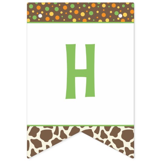Cute Safari Jungle Animals Birthday bunting banner (Tweede vlag)
