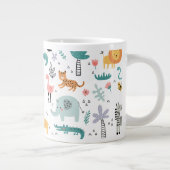 Cute Safari Jungle Animals Personalized Baby Name Grote Koffiekop (Rechts)