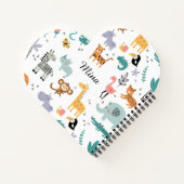 Cute Safari Jungle Animals Personalized Baby Name Notitieboek (Achterkant)
